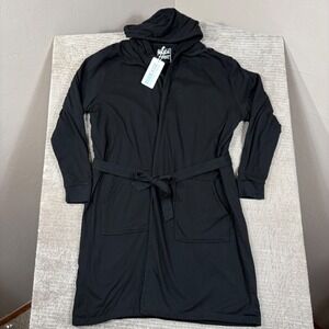 DudeRobe Mens Hooded Bathrobe Black L/XL Shark Tank Luxury Loungewear ROBE1